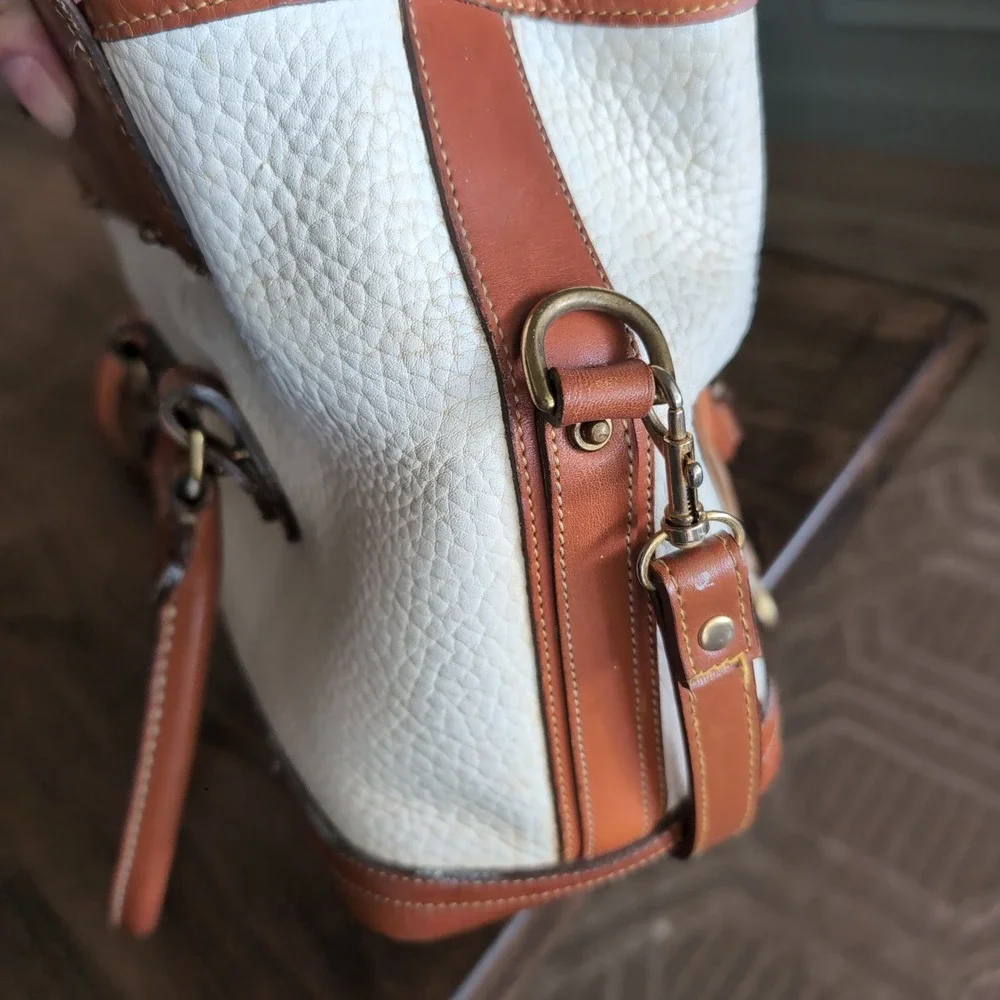 Dooney & Bourke Doctor Bag Purse Bone Cream All Weather Leather Satchel Vintage